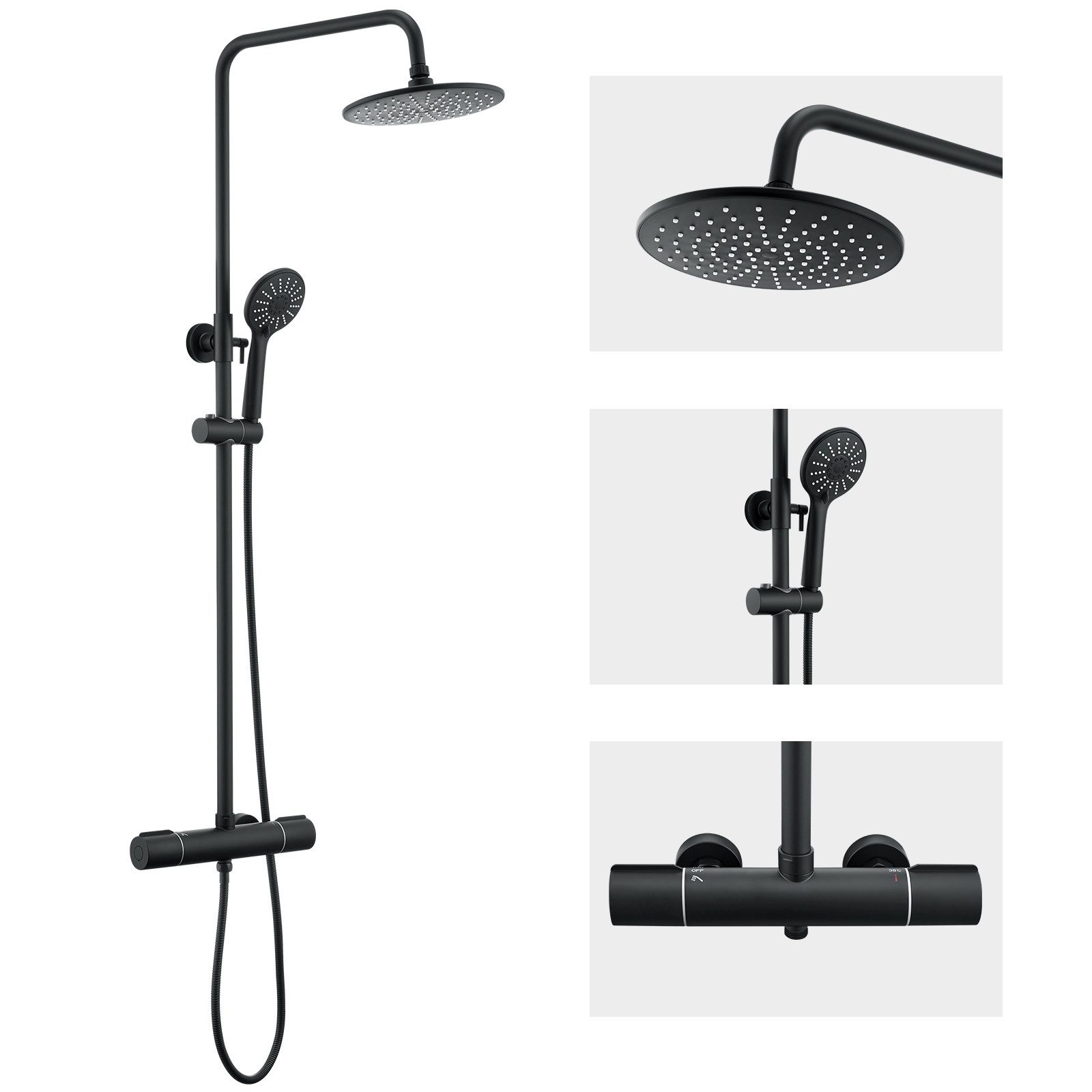 Duschsystem mit Thermostat Duschset Regendusche Duscharmatur Duschsäule Dusche