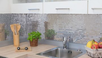 Mosani Mosaikfliesen Edelstahl Mosaik Fliese silber glänzend Fliesenspiegel Küchenwand