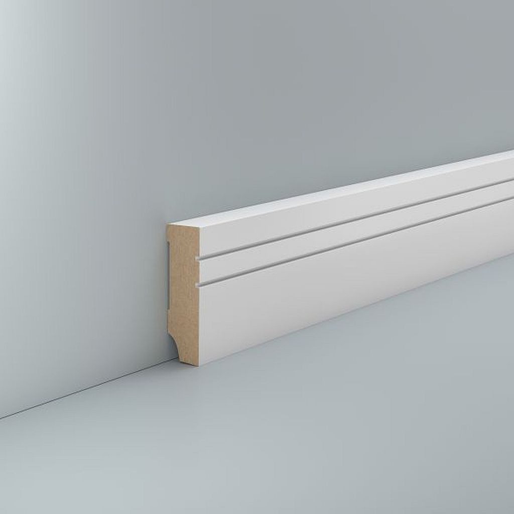 Südbrock Sockelleiste Sockelleiste weiß MDF 16 x 58 mm Foliert in RAL 9016 Fußleiste, L: 250 cm, H: 5.8 cm, 1-St.