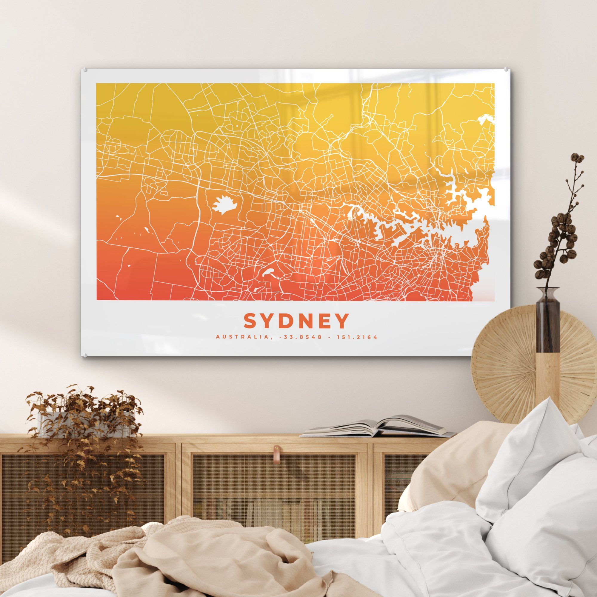 - - St), Acrylglasbilder Acrylglasbild Sydney Schlafzimmer MuchoWow Stadtplan (1 Australien, & Wohnzimmer