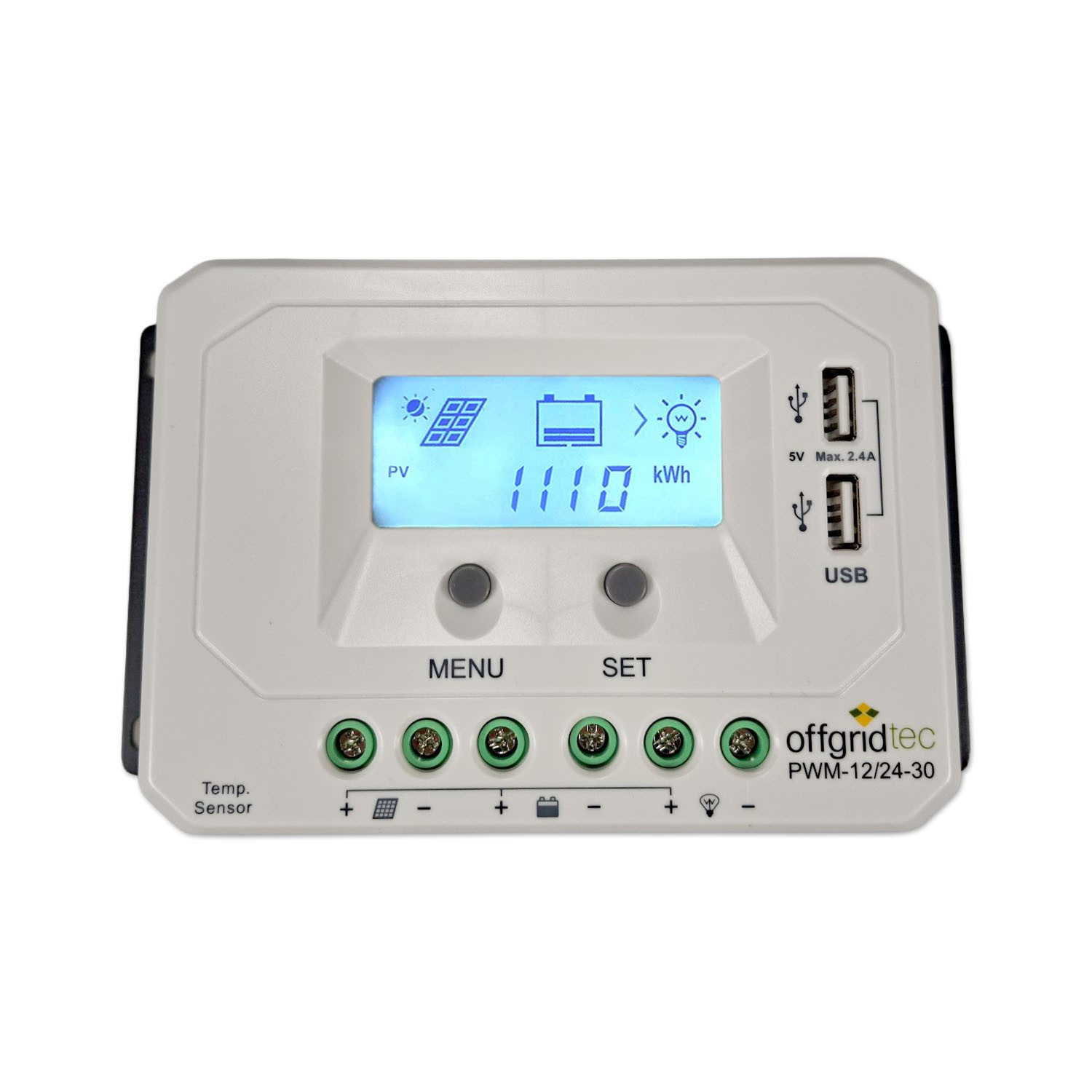 offgridtec Solarladeregler Solarladeregler 30A, PWM-Laderegler 12V / 24V, LCD-Display, USB