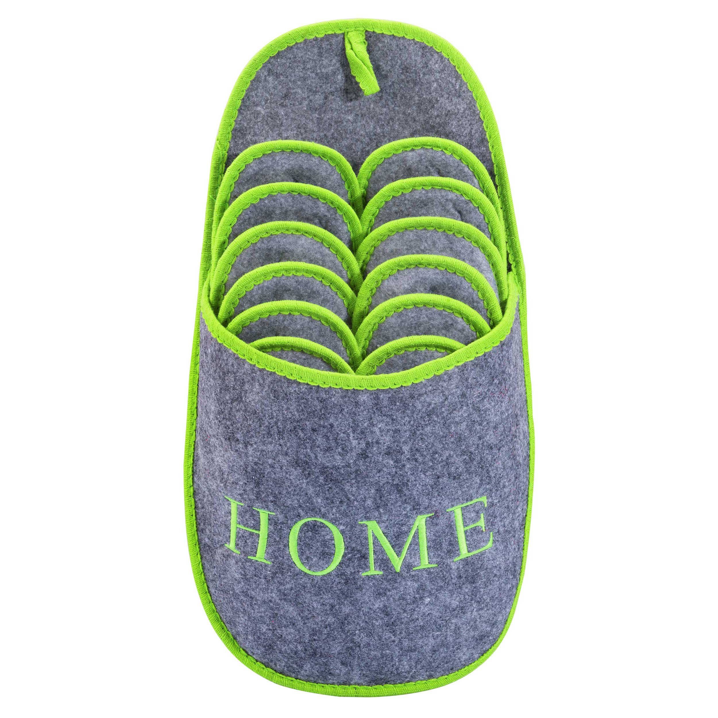 ONVAYA ABS Gästepantoffel Home greygreen, Grün Grau, 6er Set, Antirutsch Pantoffel