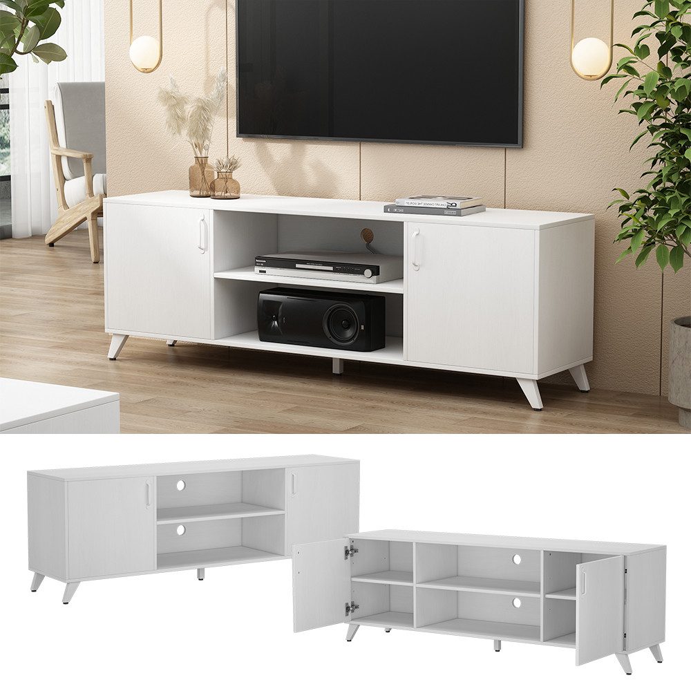 Vicco Lowboard Maceio, Weiß, 160 x 54.5 cm mit 2 Türen günstig online kaufen