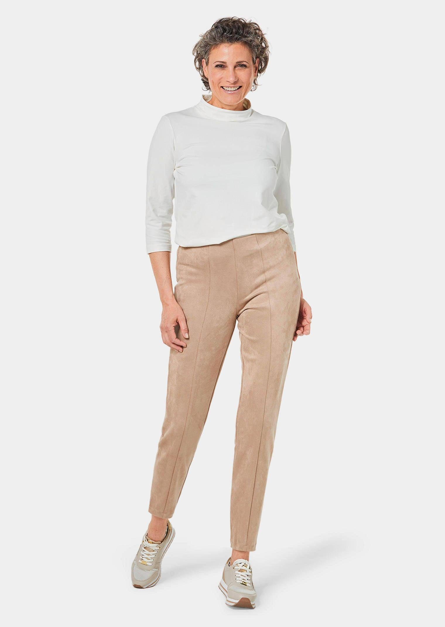GOLDNER Stoffhose Moderne Leggings in trendigem Velourslederimitat