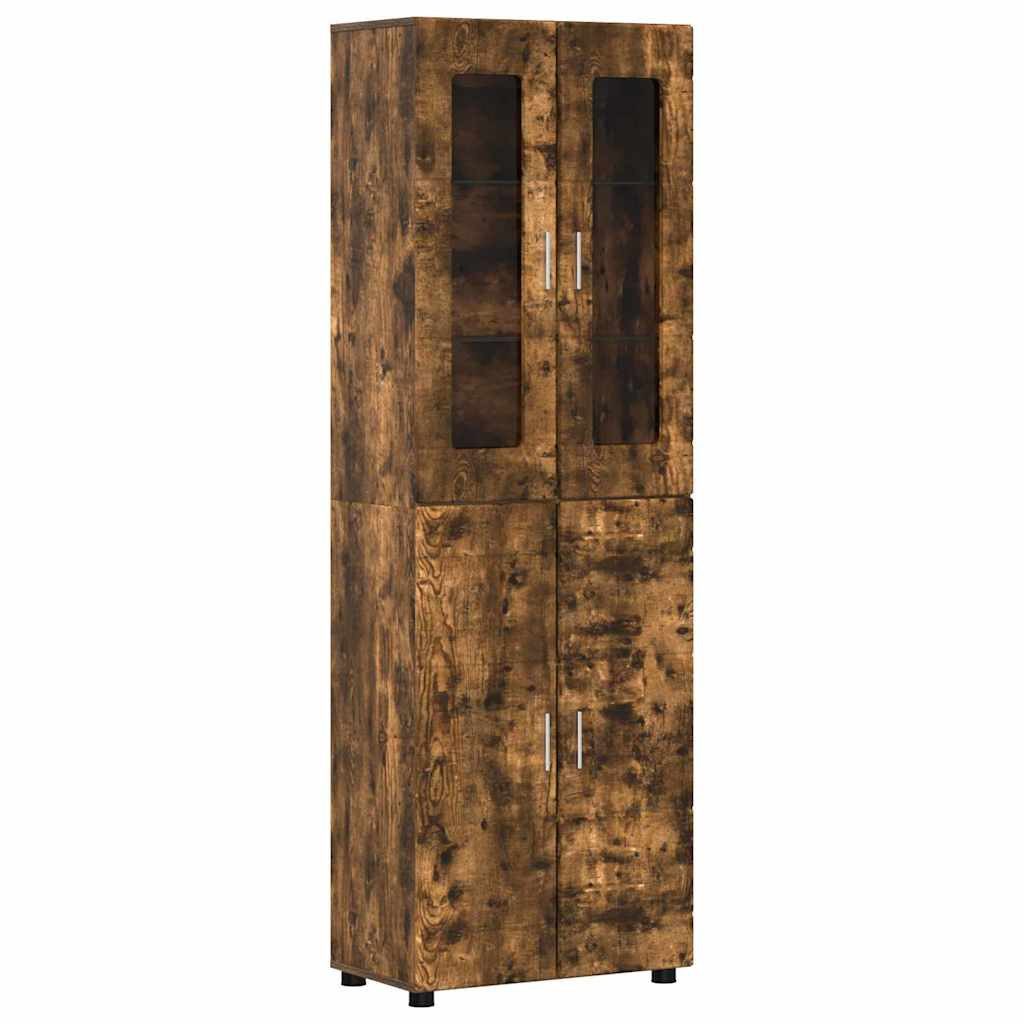 vidaXL Wohnzimmer-Set Highboard mit Regal FLORIN Geräucherte Eiche 60 x 35 x 182 cm, (1-St)
