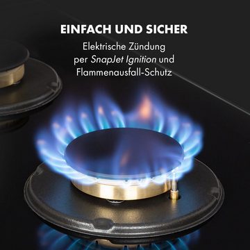Klarstein Gas-Kochfeld CP11-Goldflame-4 CP11-Goldflame-4, Einbau Gas Kochfeld Gasherd 4 Platten Kochplatte Einbaukochfeld