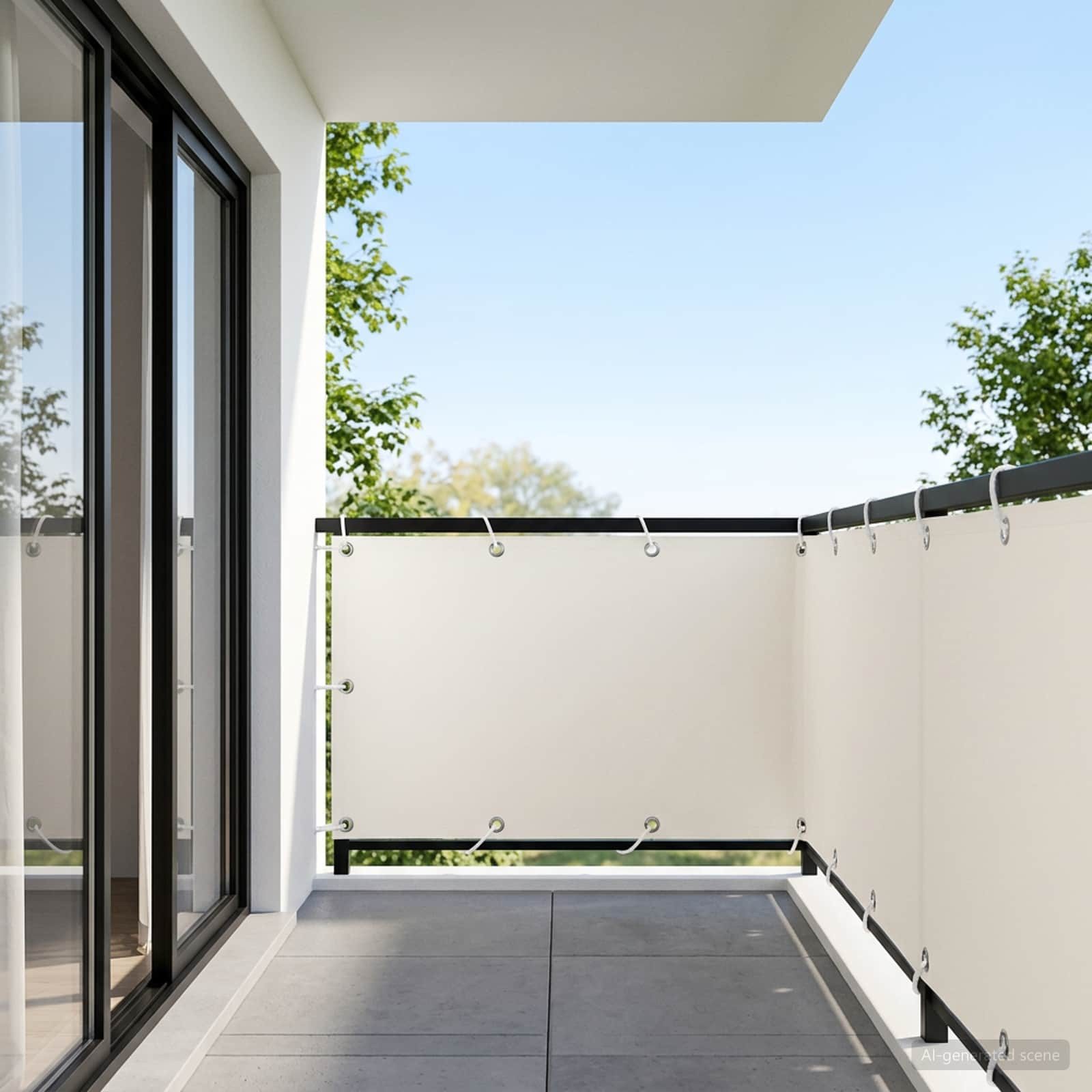 vidaXL Balkonsichtschutz Balkon Sichtschutz 150 x 300 cm Stoff mit PU-Beschichtung Weiß (1-St)