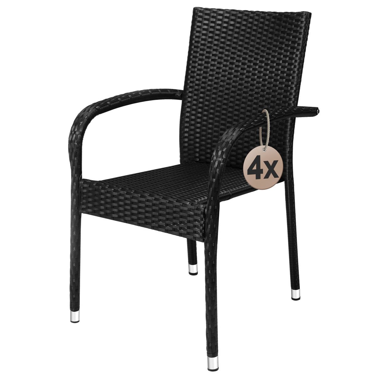 Casaria Gartenstuhl, Stapelbar Wetterfest Polyrattan Outdoor günstig online kaufen