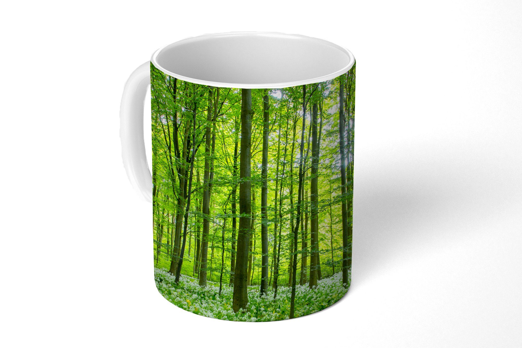 Geschenk Teetasse, Becher, Tasse Kaffeetassen, Wald - Keramik, Bäume MuchoWow Grün, Teetasse, -