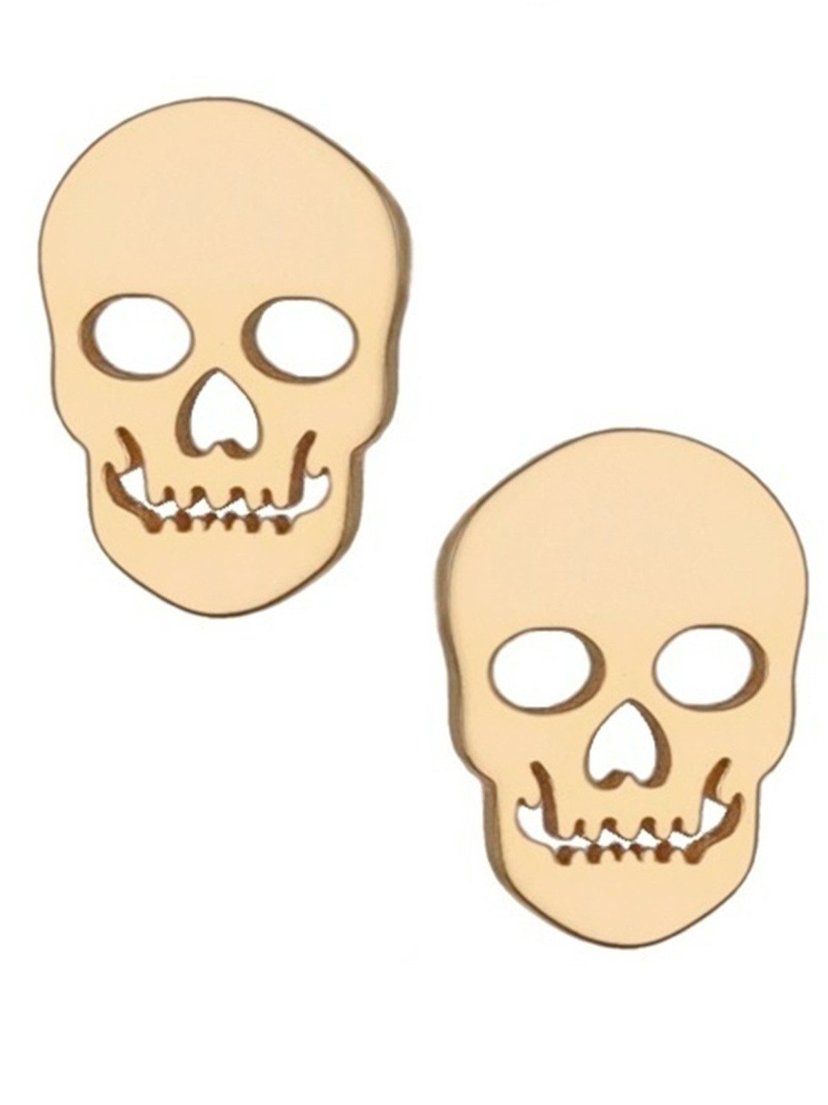 Goldene Hufeisen Paar Серьги-гвоздики Gold Серьги Totenkopf 18k Gelbgold vergoldet Damen Herren Schädel, 925 Sterling Silber Goldschmuck für Damen und Herren
