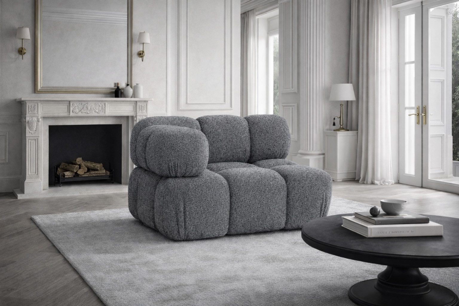 Kaiser Möbel Sofa-Eckelement Eckmodul modern für modulares System, Stoff Abriamo, SELIA (Modul, Einzelelement des modularen Sofasystems), Modulares Sofaelement mit Bouclé-Stoff Abriamo