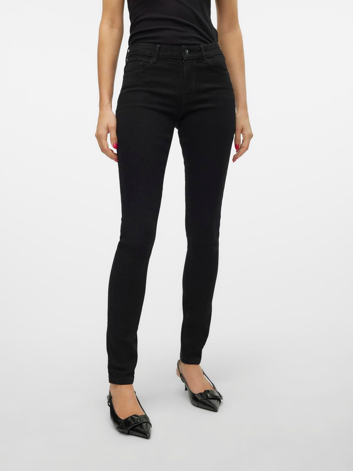 Skinny-fit-Jeans VMELLY MR SKINNY JEANS BLK NOOS