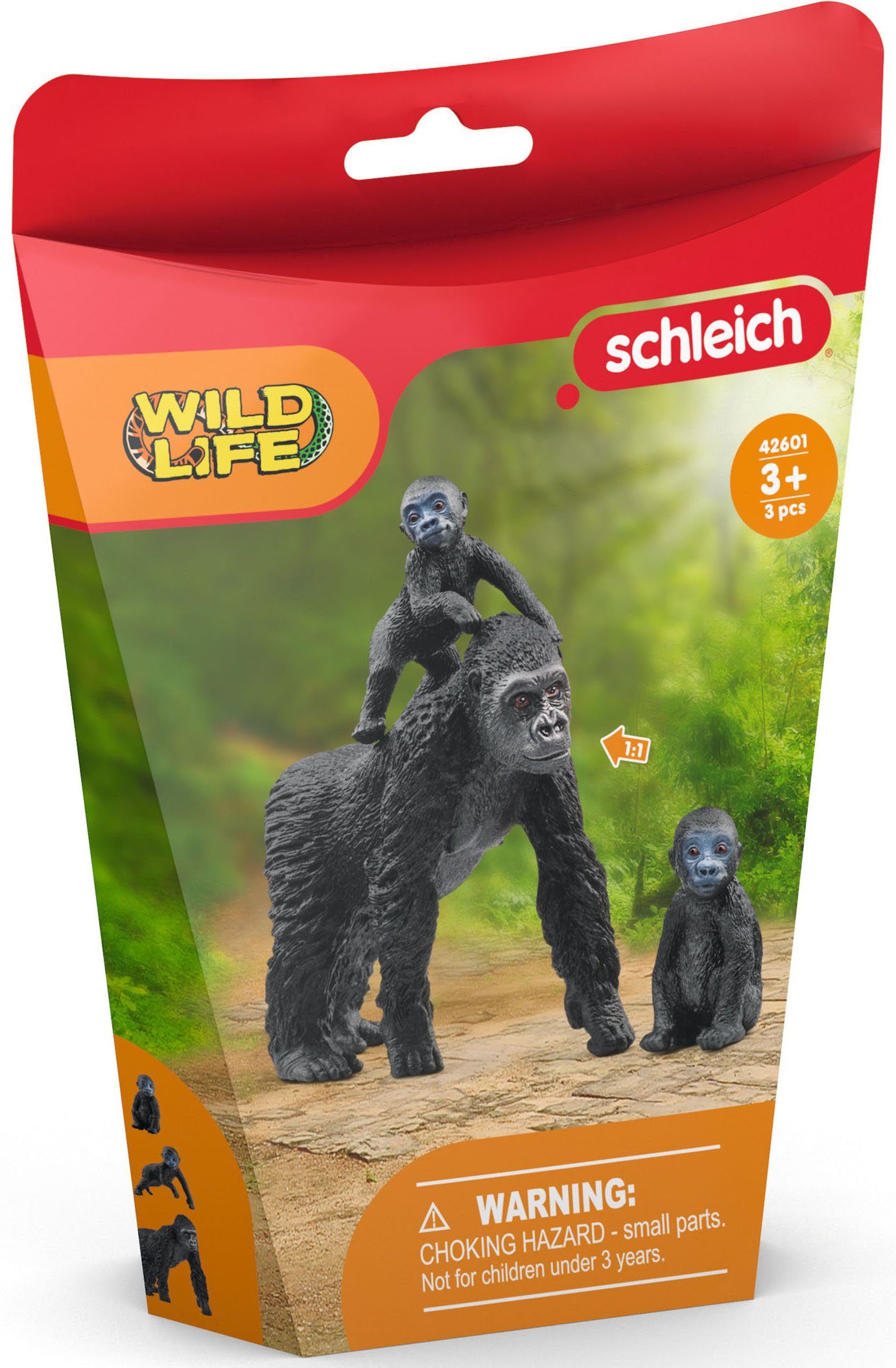 Schleich® Spielfigur WILD LIFE, Familie 3-tlg) Flachland (Set, (42601), Gorilla