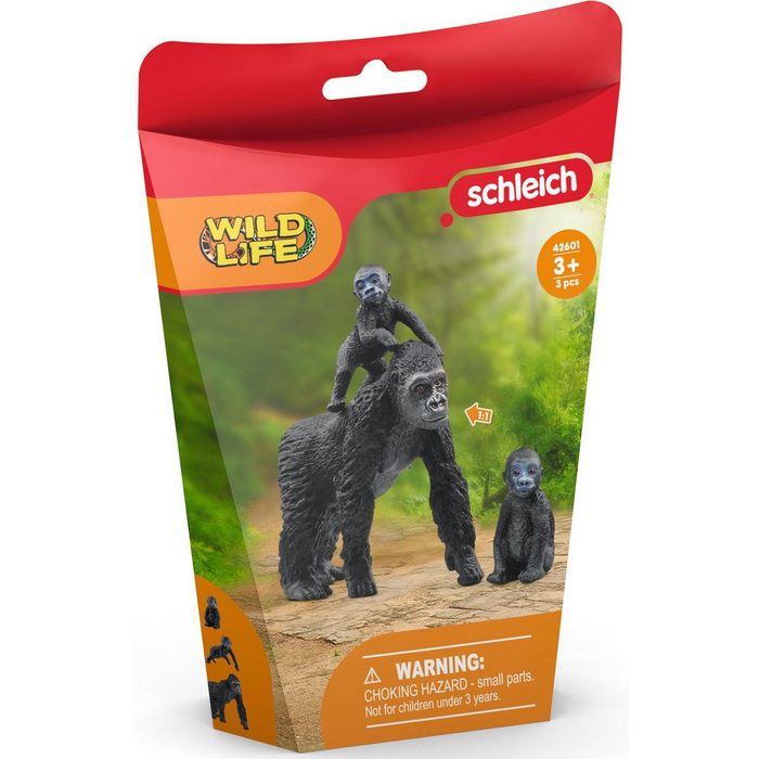 Schleich® Spielfigur WILD LIFE Flachland Gorilla Familie (42601) (Set 3-tlg)