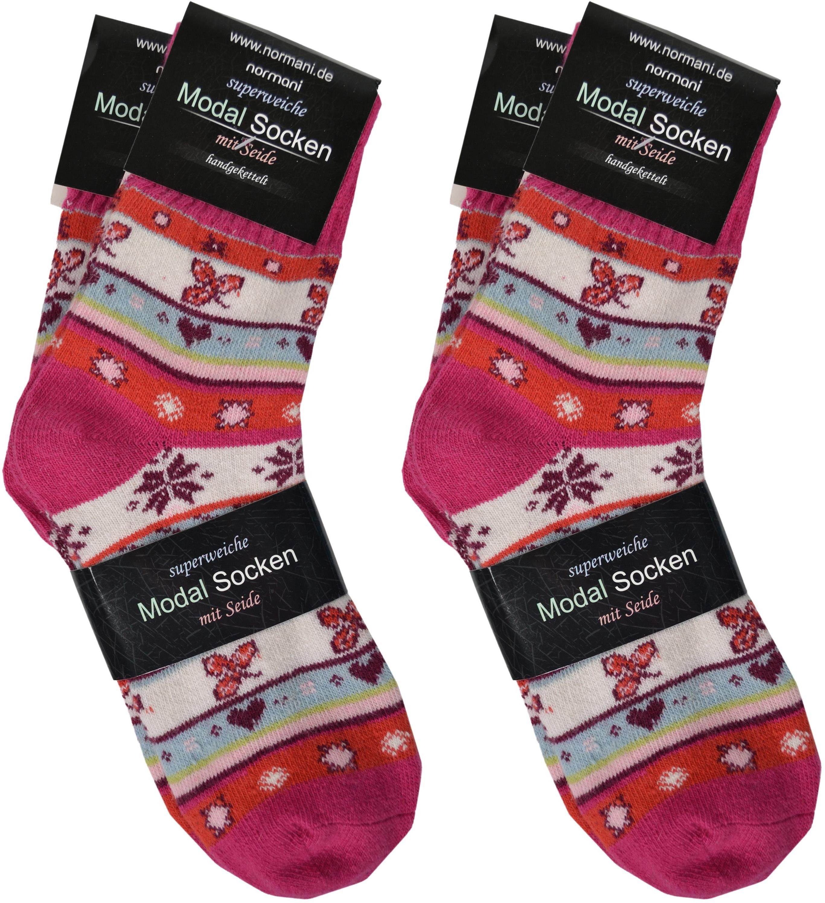 normani Thermosocken 4 Paar Edelsocken mit Seide und Modal (Set, 4-Paar, 4 Paar) mit Modalfaser und echter Seide