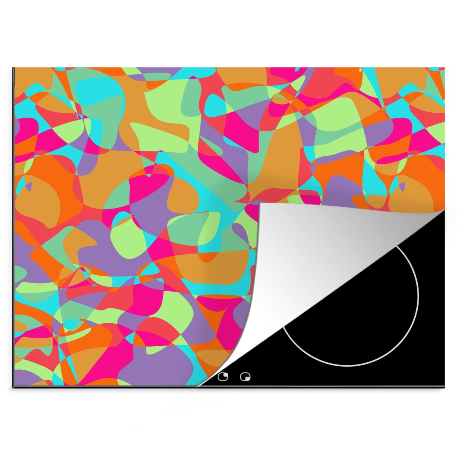 MuchoWow Herdblende-/Abdeckplatte Lavalampe - Regenbogen - Muster - Hippie, Vinyl, (1 tlg), 60x52 cm, Mobile Arbeitsfläche nutzbar, Ceranfeldabdeckung