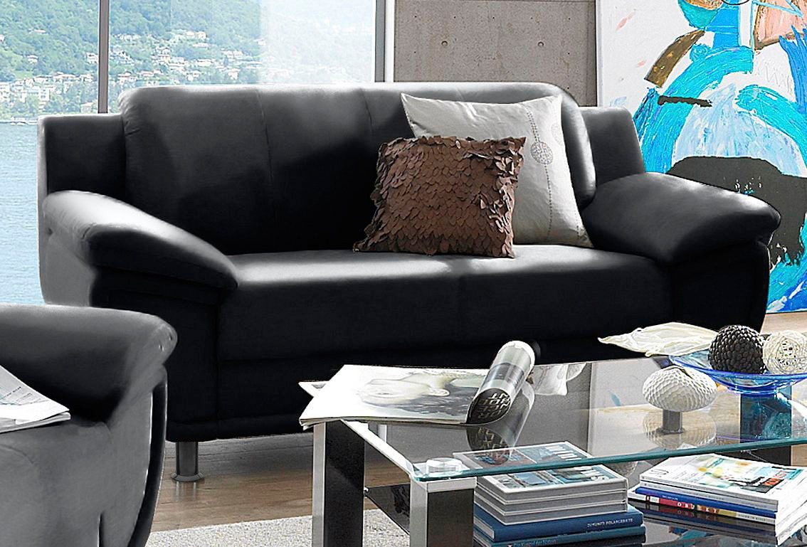 TRENDMANUFAKTUR 2-Sitzer Rondo, Breite 178 cm, breite Armlehnen, Füße schwarz, Couch wahlweise mit Federkern und in verschiedenen Bezügen bestellbar