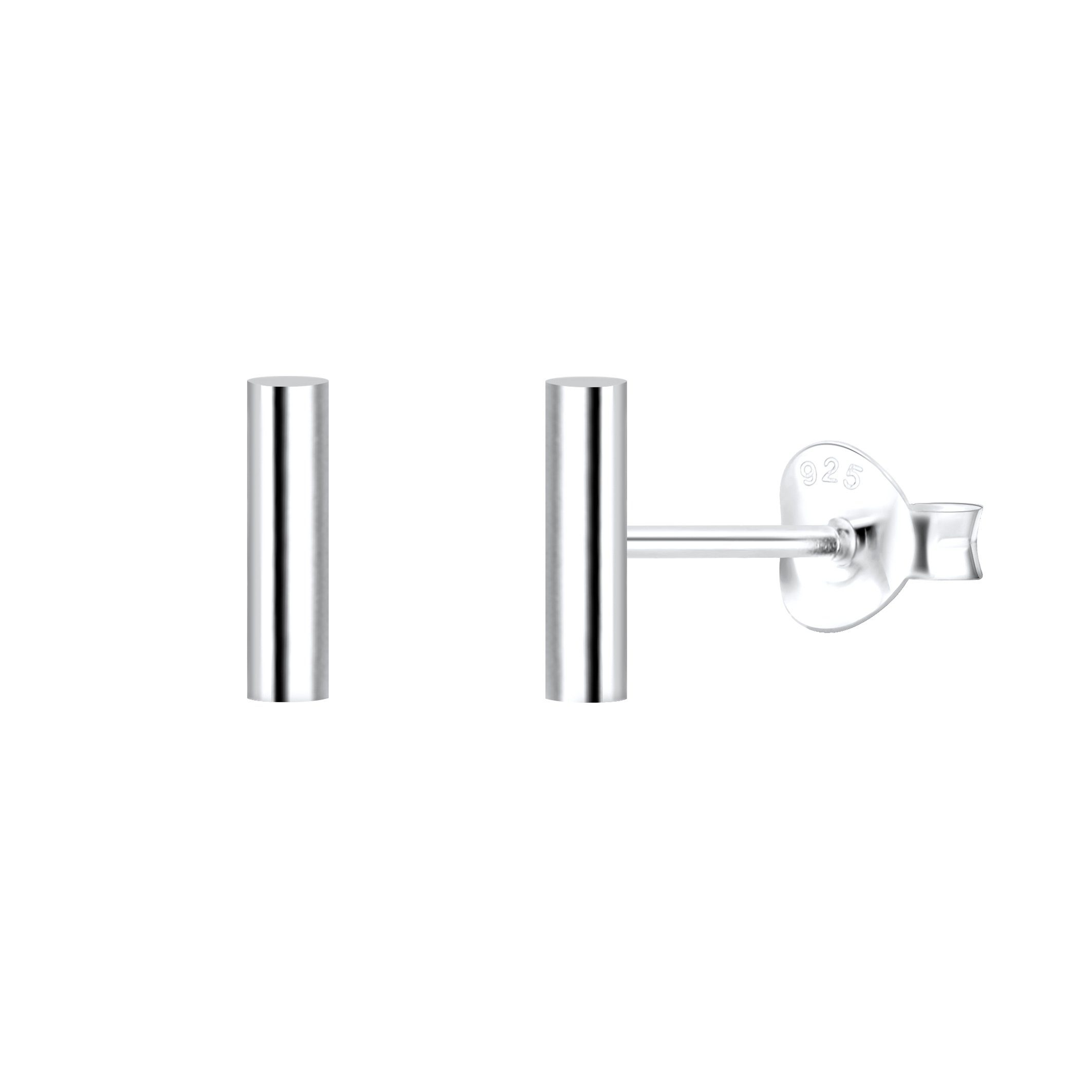 Paar Ohrstecker 925 Silber Ohrringe Stab Stecker Modern Minimalistisch Klein Linie 8mm