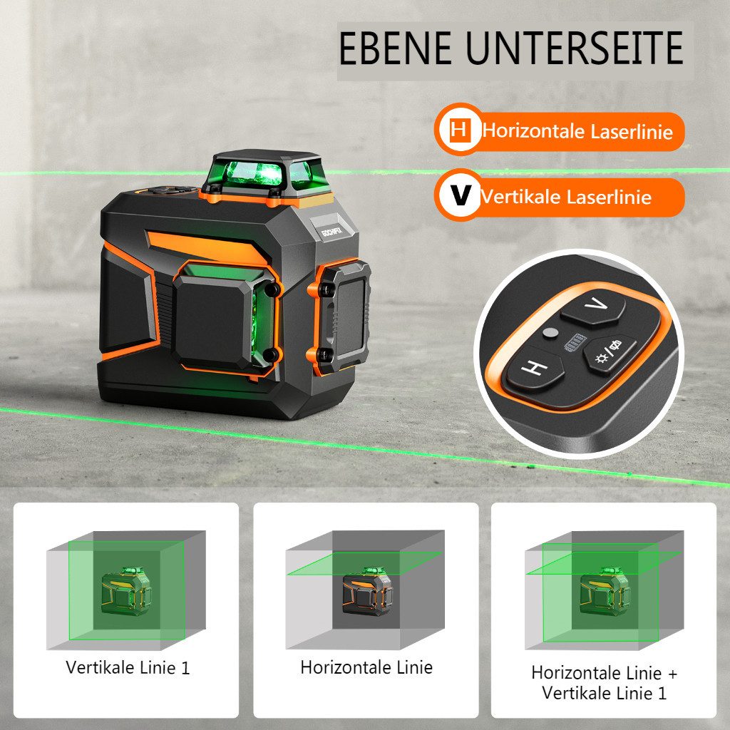 Insma Kreuzlinienlaser, (1 St), 4D/360° Laser-Nivelliergerät mit Selbstnivellierung und Zubehörset