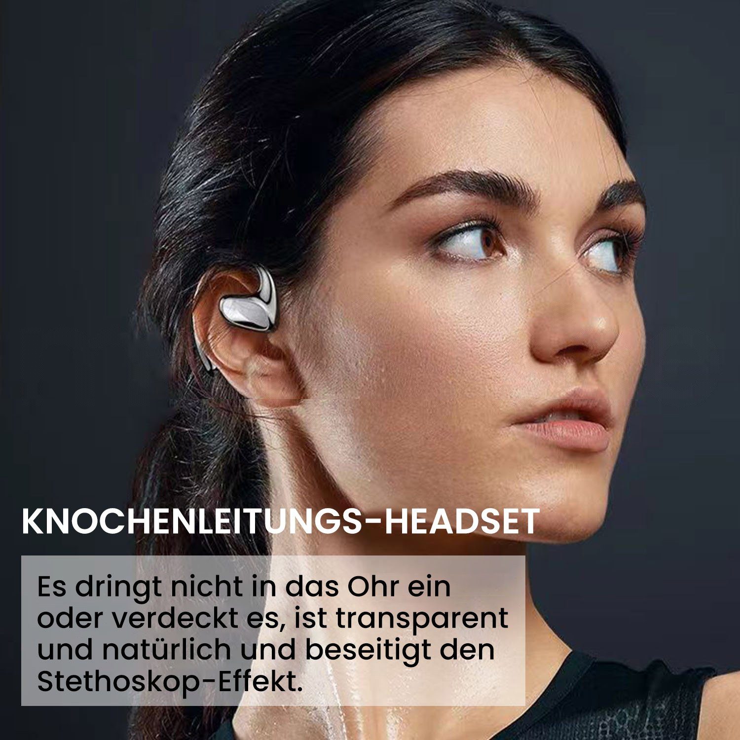 MAGICSHE Knochenleitungs-Headset 5.1 Bluetooth-Kopfhörer (Bluetooth) Schwarz