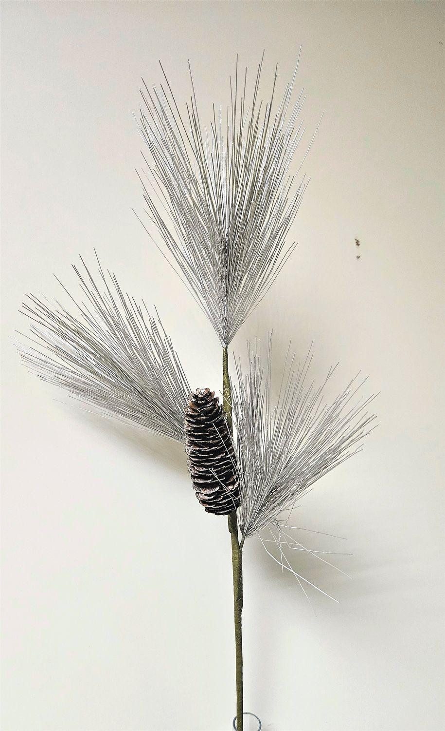 Kunstzweig Kunst Zweig Kiefer LAIDYS mit Zapfen, Silber, 80cm Kiefer, artplants, Höhe 80.0 cm