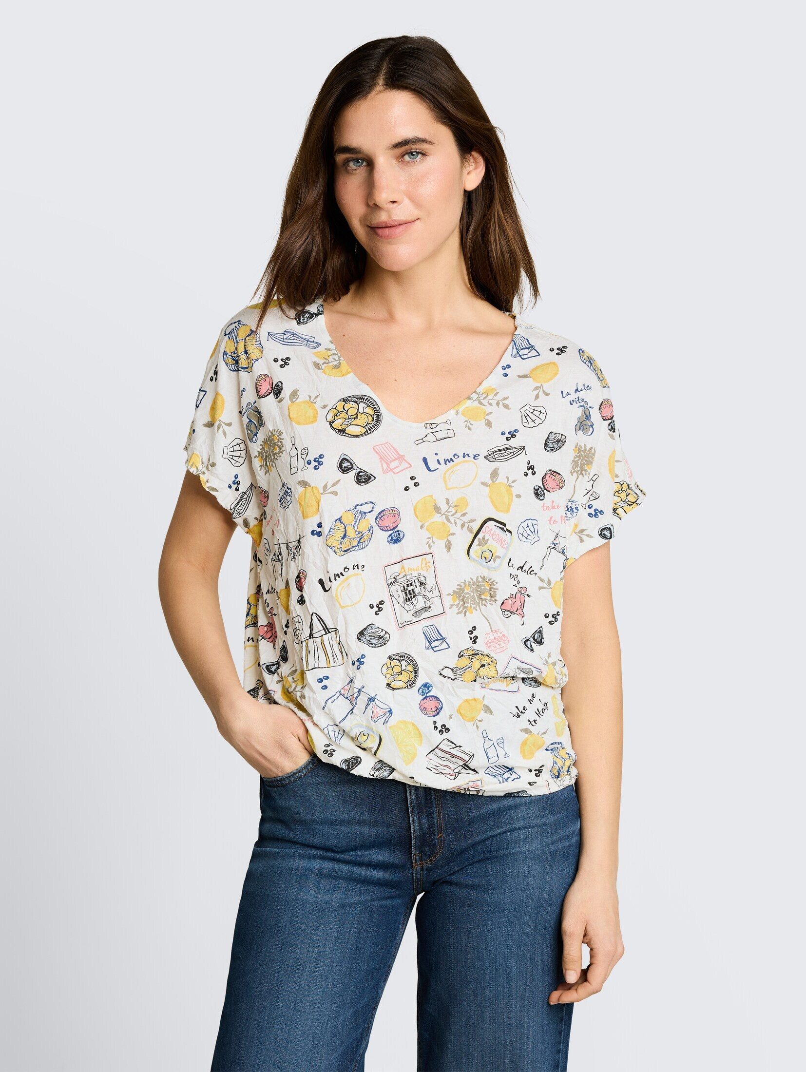 TOM TAILOR T-Shirt T-Shirt (im Einserpack) Crinkle T-Shirt mit Muster