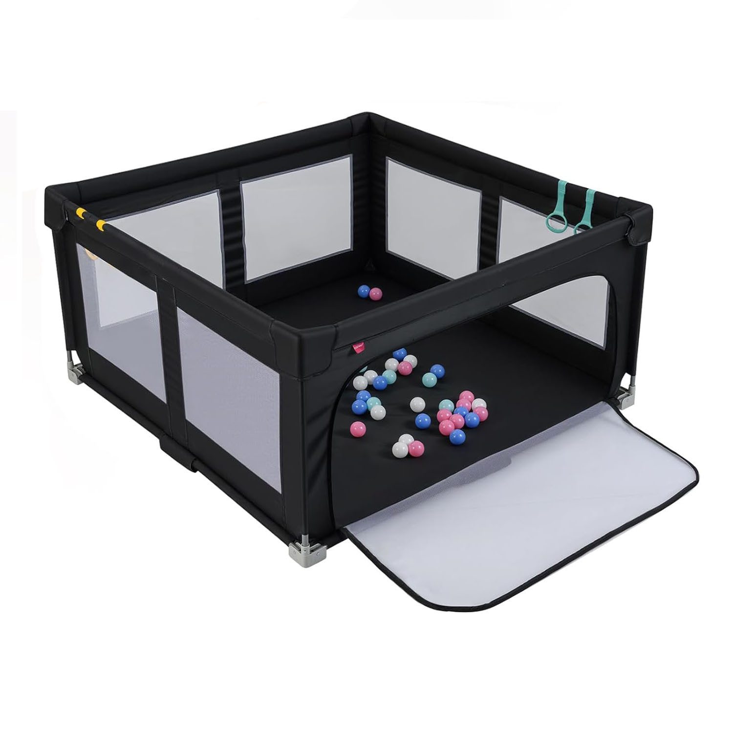 COSTWAY Laufstall faltbar, 150*150cm, mit 50 Bälle & Tragetasche, für Baby