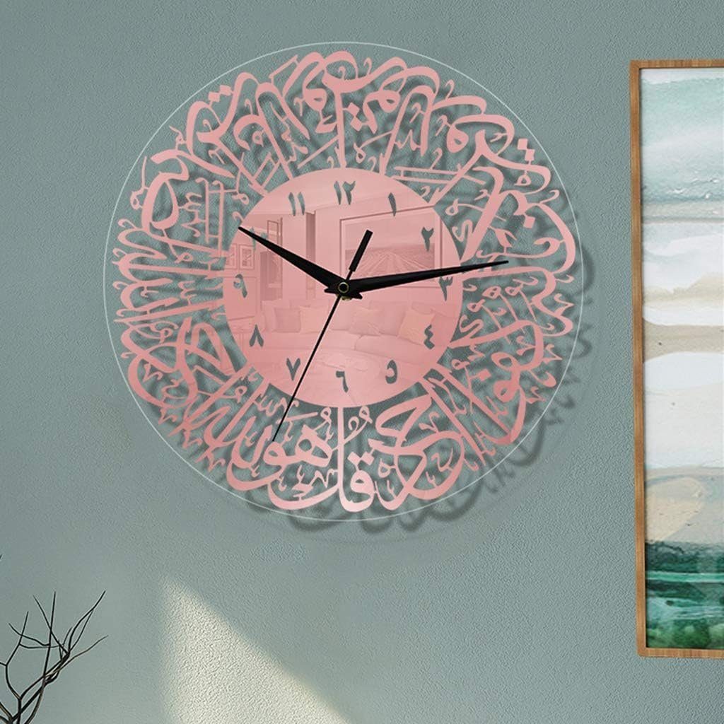Jormftte Wanduhr Islamische Wohnzimmer Roségold für Kalligraphie Schlafzimmer Wanduhr,wanduhr