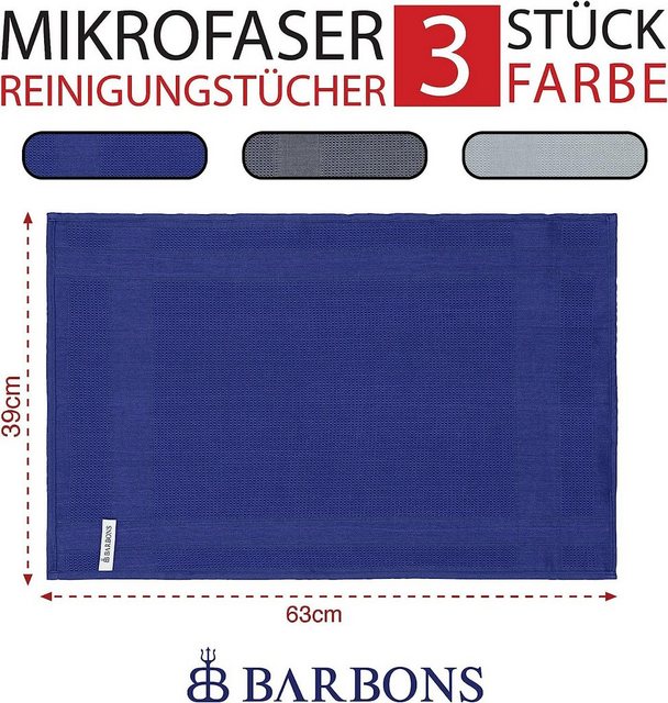 BARBONS Mikrofasertücher Geschirrtücher Allzwecktücher Fenstertücher Mikrofasertuch (100% Mikrofaser, 60×40 cm, 1 Packung, 3-tlg., Allzwecktücher, Streifenfrei, Staubfrei Auto)