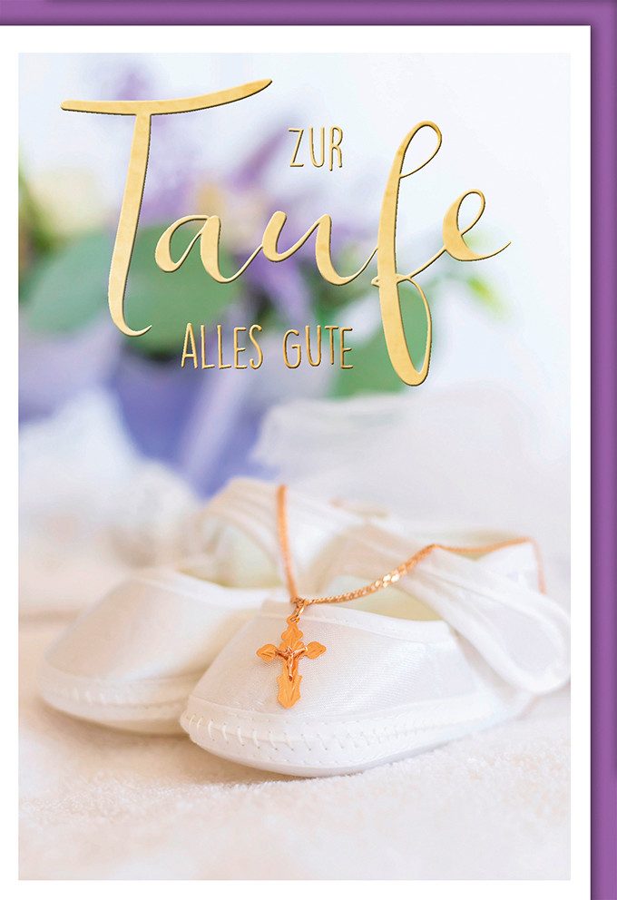 Verlag Dominique Grußkarten Taufe - Glückwunschkarte im Format 11,5 x 17 cm - Babyschühchen