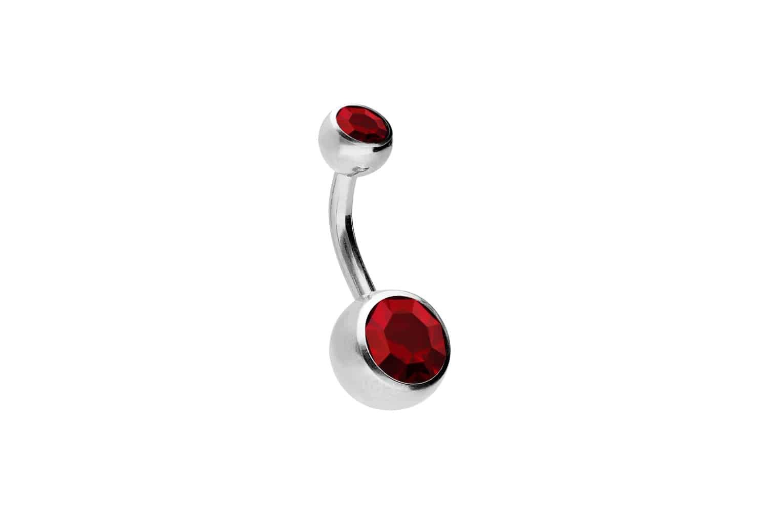 PIERCINGLINE Bauchnabelpiercing Chirurgenstahl Bananabell ZWEI KRISTALLE (Bananabells, 1-tlg)