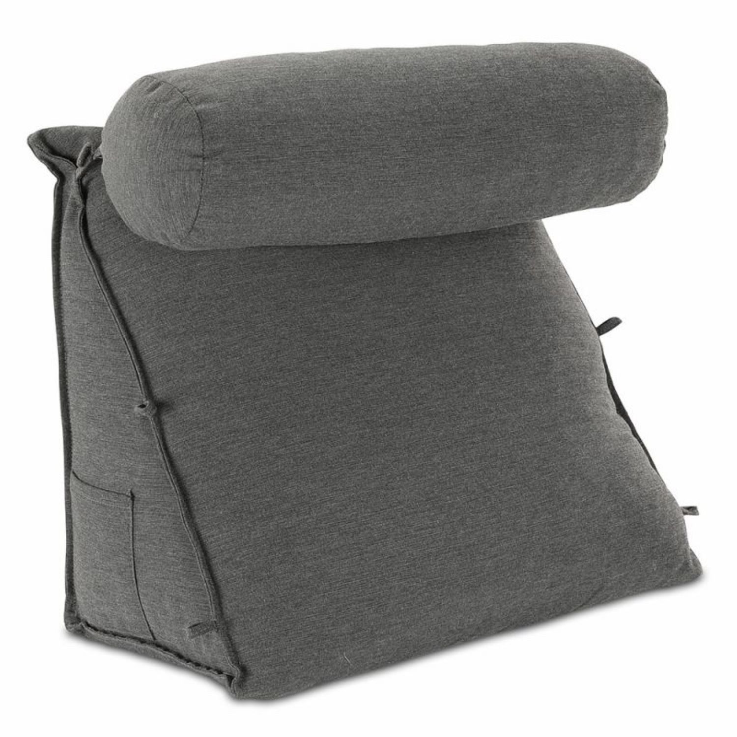 aktivshop Rückenkissen mit abnehmbarer Nackenrolle und Seitentasche, waschbar