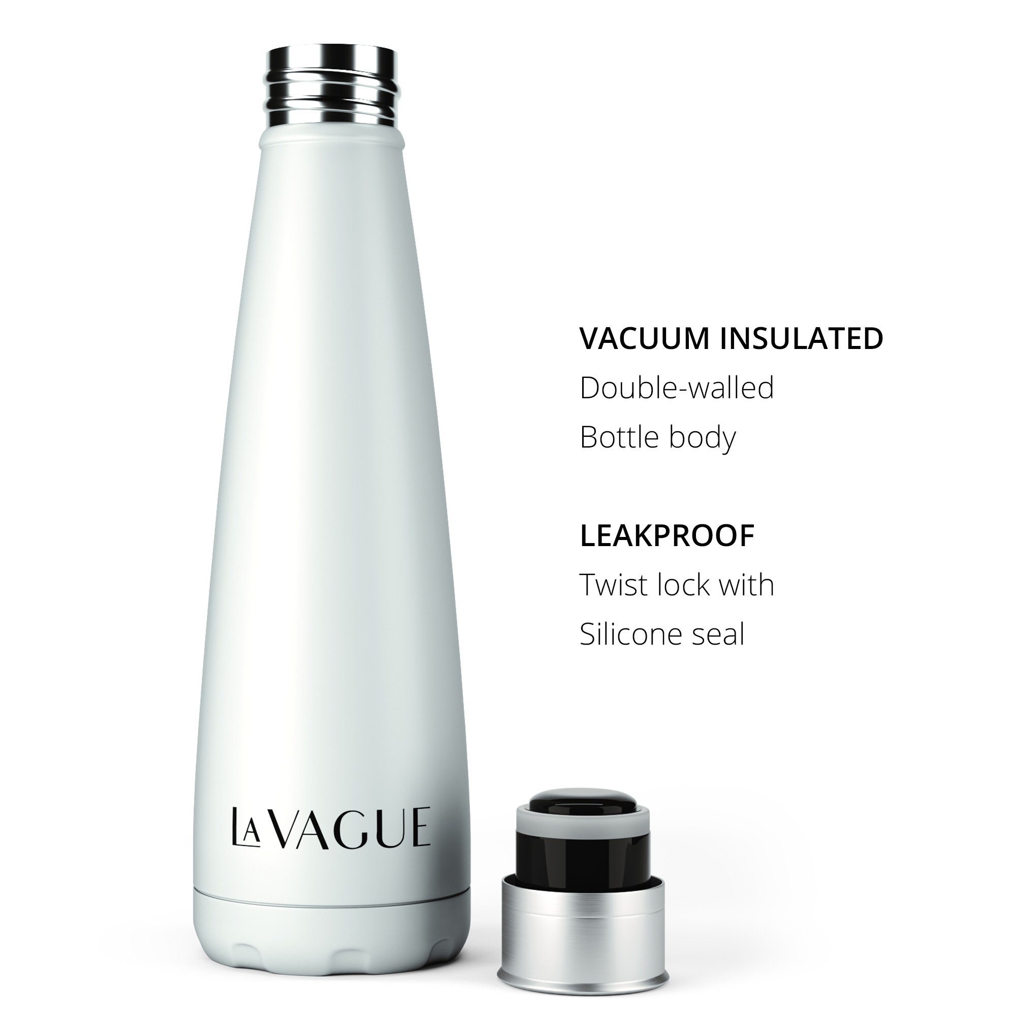 GRAVITY Isolierflasche edelstahl-isolierflasche, Doppelwandige LA weiß aus Wasserflasche VAGUE Edelstahl