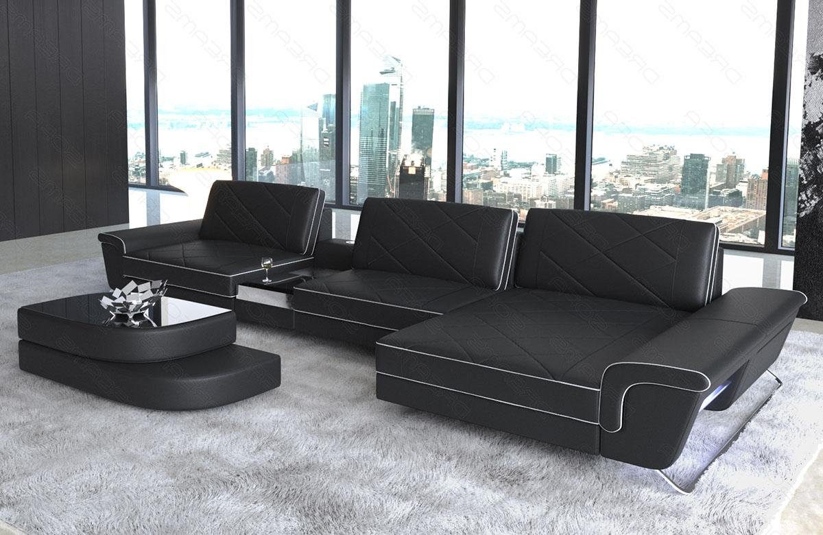 Sofa Dreams Ecksofa Leder Sofa Bari L Form Ledersofa, Couch, mit LED, verstellbare Rückenlehnen, Designersofa
