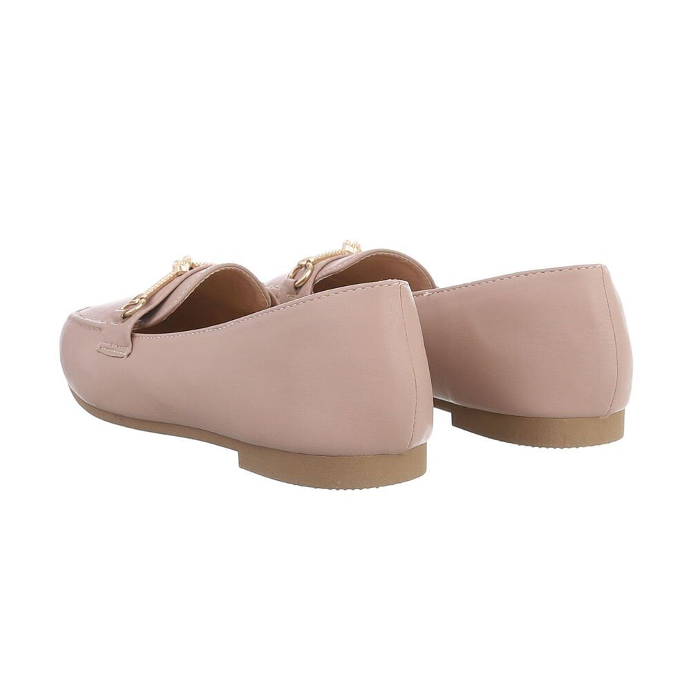 Ital-Design Damen Mokassins Freizeit Slipper Blockabsatz Mokassins in Hellbraun – Bild 3 von 4