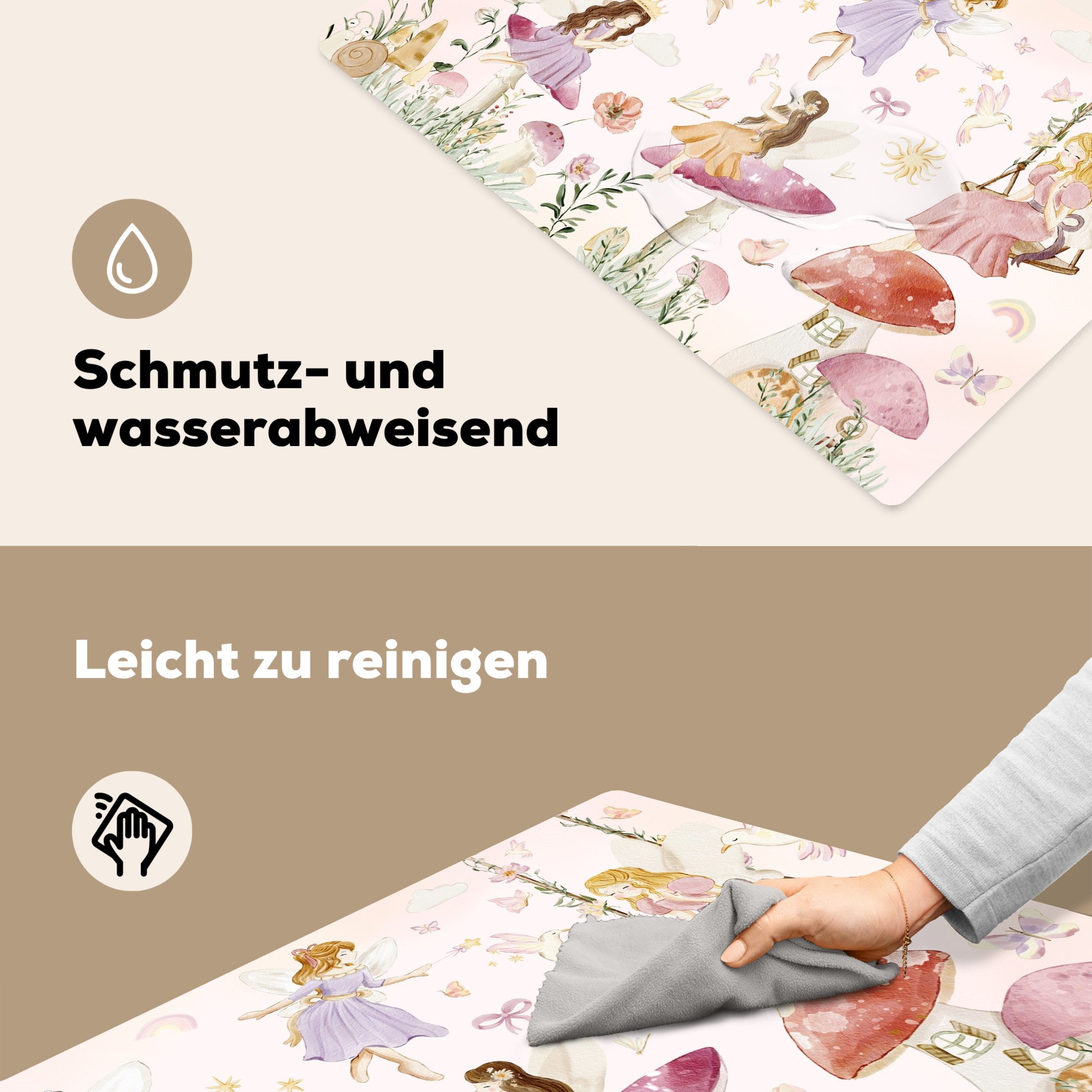 MuchoWow Platzset Feen - Prinzessin - Blumen - Mädchen - Rosa - Kinder, (1-St), Kinder-Arbeitsunterlage Schreibtisch, Bastelmatte Kind, Zeichenmatte – Bild 5 von 5