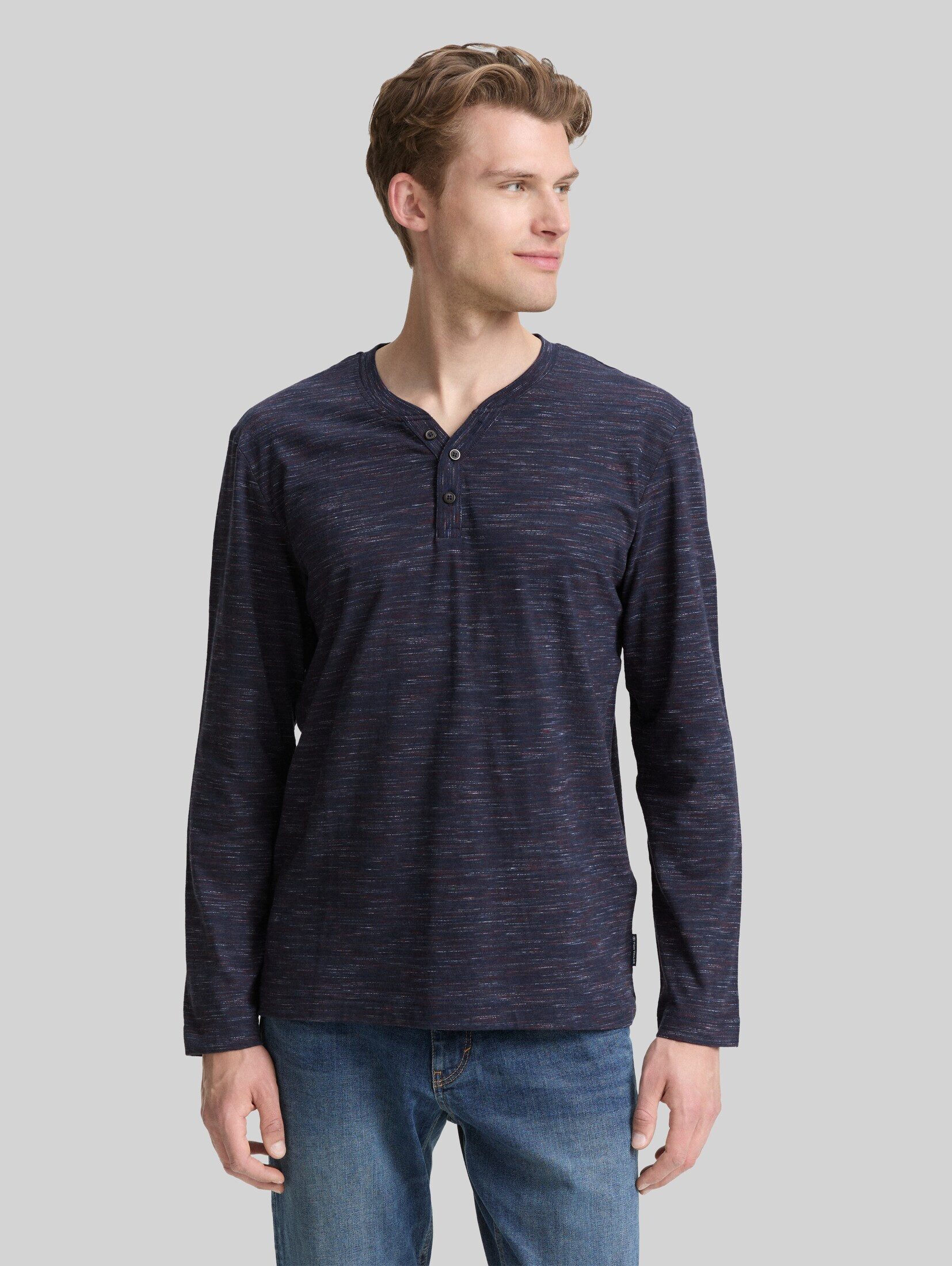 TOM TAILOR Langarmshirt T-Shirt Serafino Langarmshirt