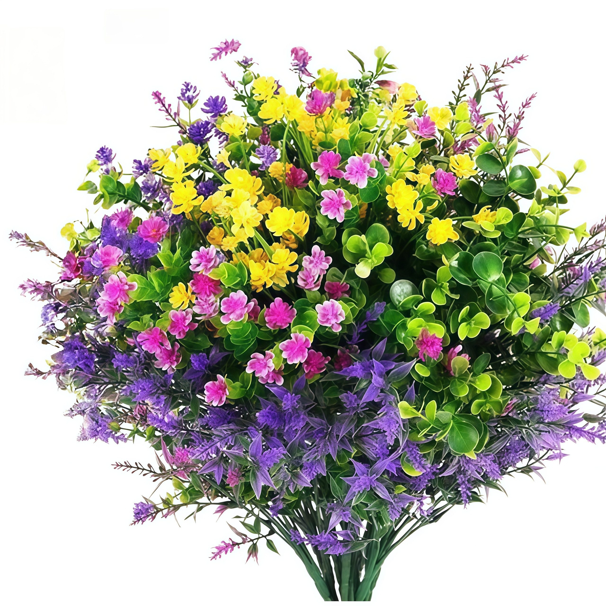 Kunstblumenstrauß 12er Set Kunstblumen – Künstliche Pflanzen für Außen, FOUORTUNATE-BEE, Dekorative Kunstpflanzen als Outdoor-Sträucher