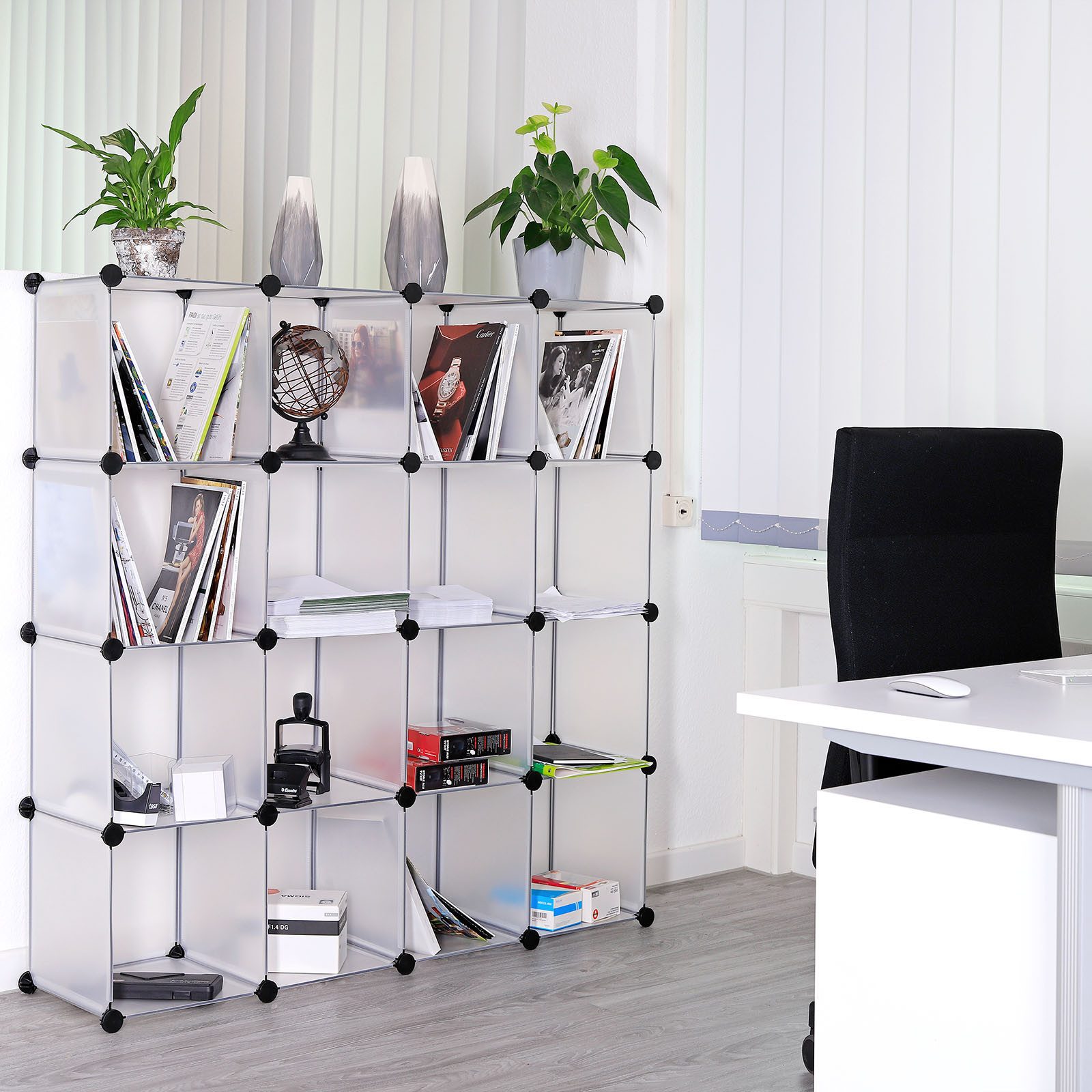 dibea Stufenregal 16 Fächer, modulares Stecksystem, Würfelregal flexibel erweiterbar, 1-tlg., Regalsystem, ideal als Schuh- oder Kleiderregal, Aufbewahrungsregal