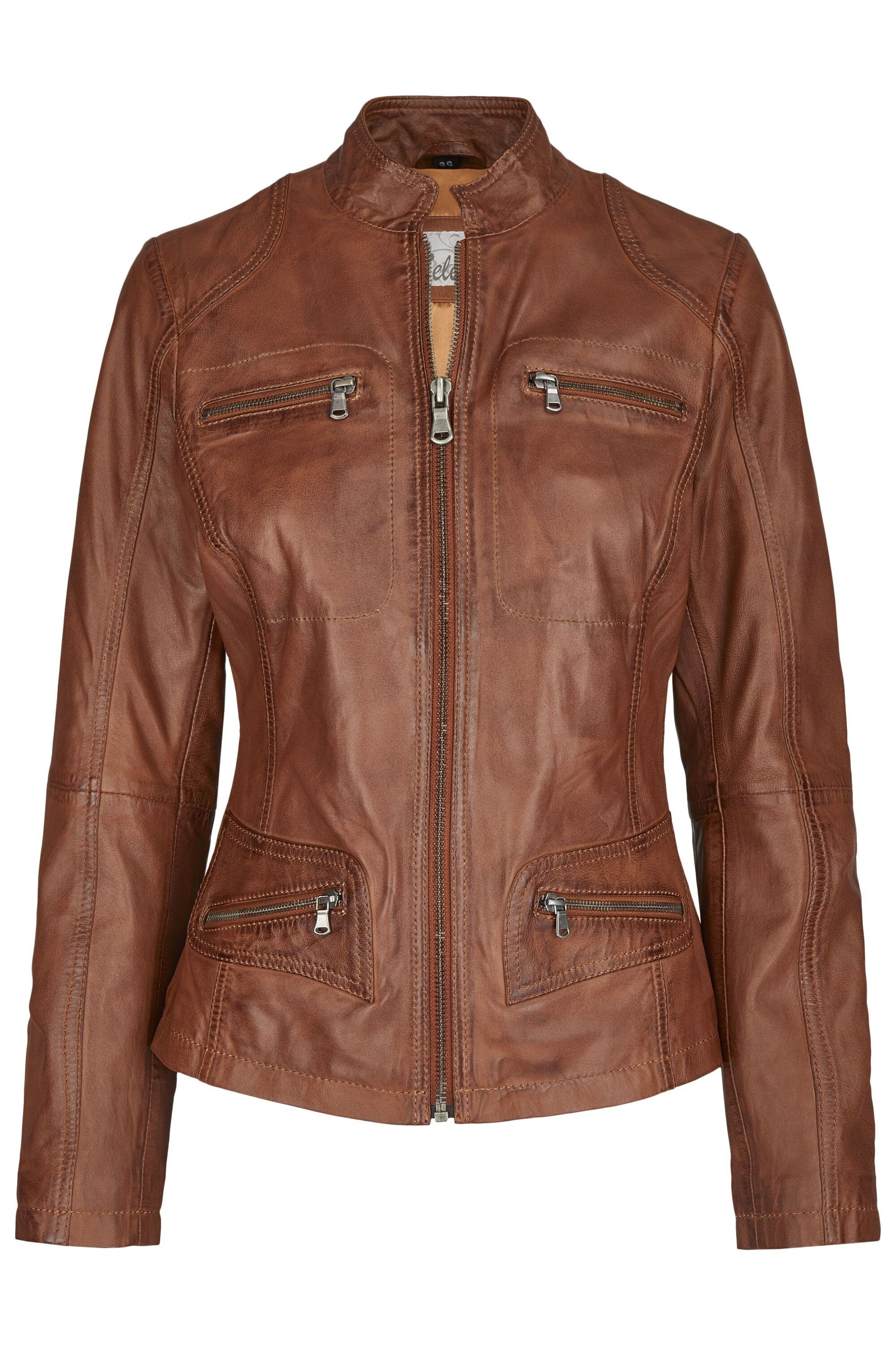 7eleven Lederjacke SETRINA (1-St) mit Ziernähten