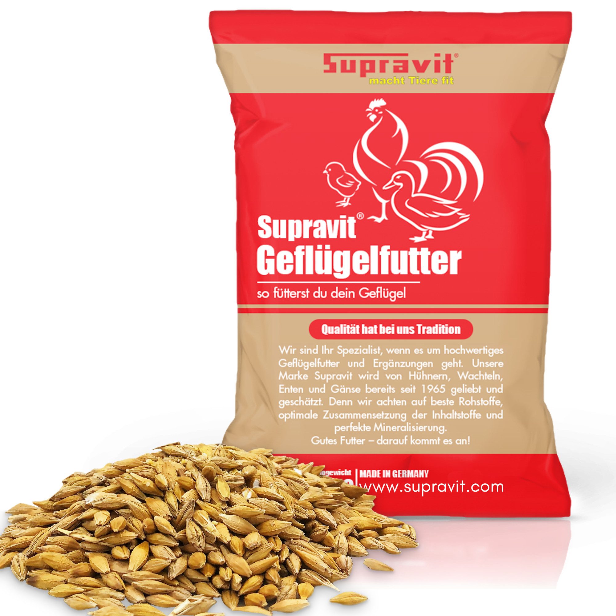 Supravit Braugerste - Energiereiches Ergänzungsfutter für Hühner & Tauben, Ergänzungsfutter für: Nutz-/ Wildtier