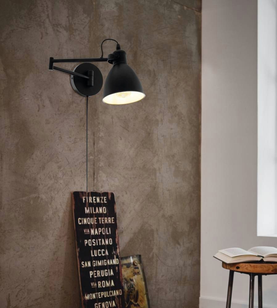 EGLO Wandleuchte SAN PERI Wandlampe, Stahl, E27, IP20, Schlafzimmerlampe, B günstig online kaufen