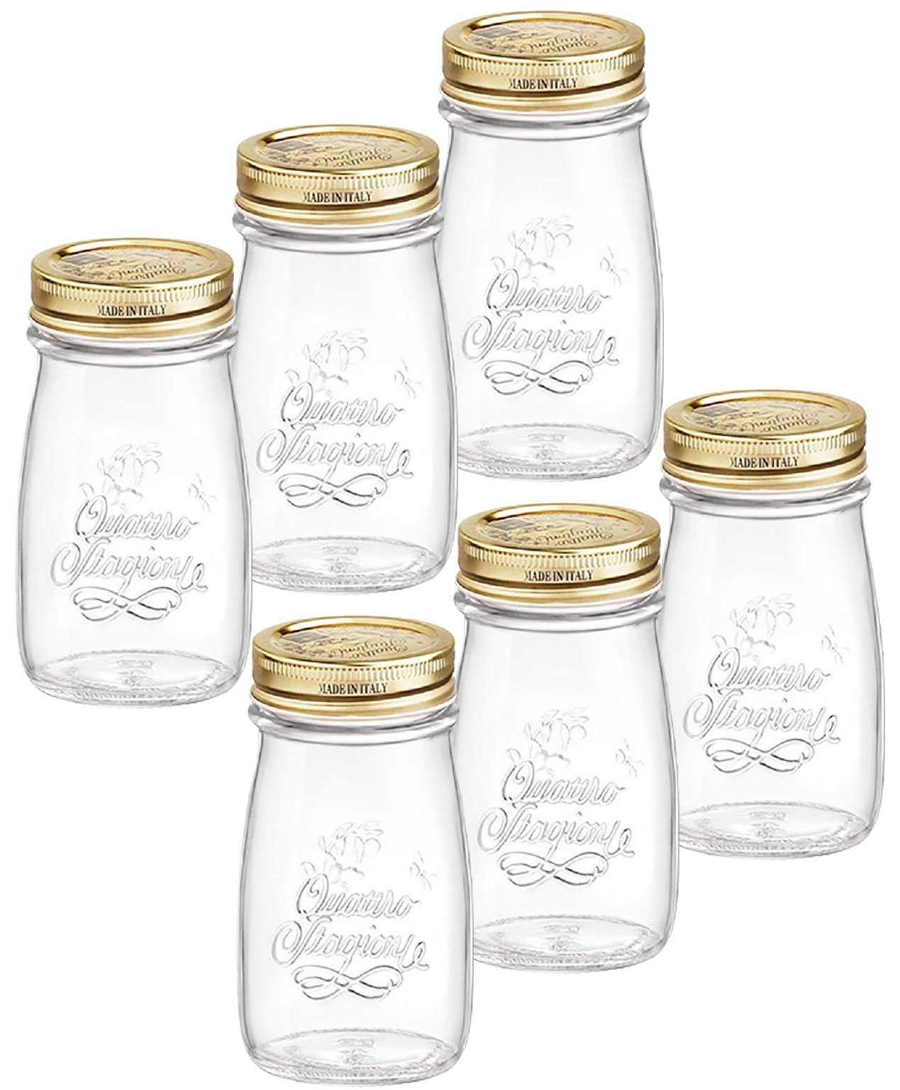 Stagioni Emilja - mit Stück Einkochglas Deckel, Quattro (Set) Joghurtgläser Joghurtglas, 6 0,2L