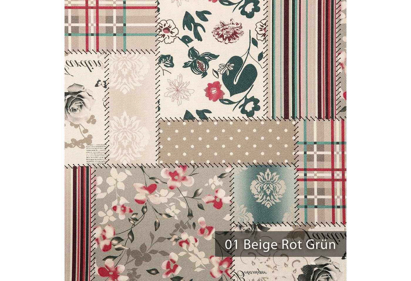 Thumbnail - novely® Stoff HANAU VIVIEN - Möbelstoff mit Patchwork-Print, Robust, Pflegeleicht, Waschbar, Meterware, 1lfm