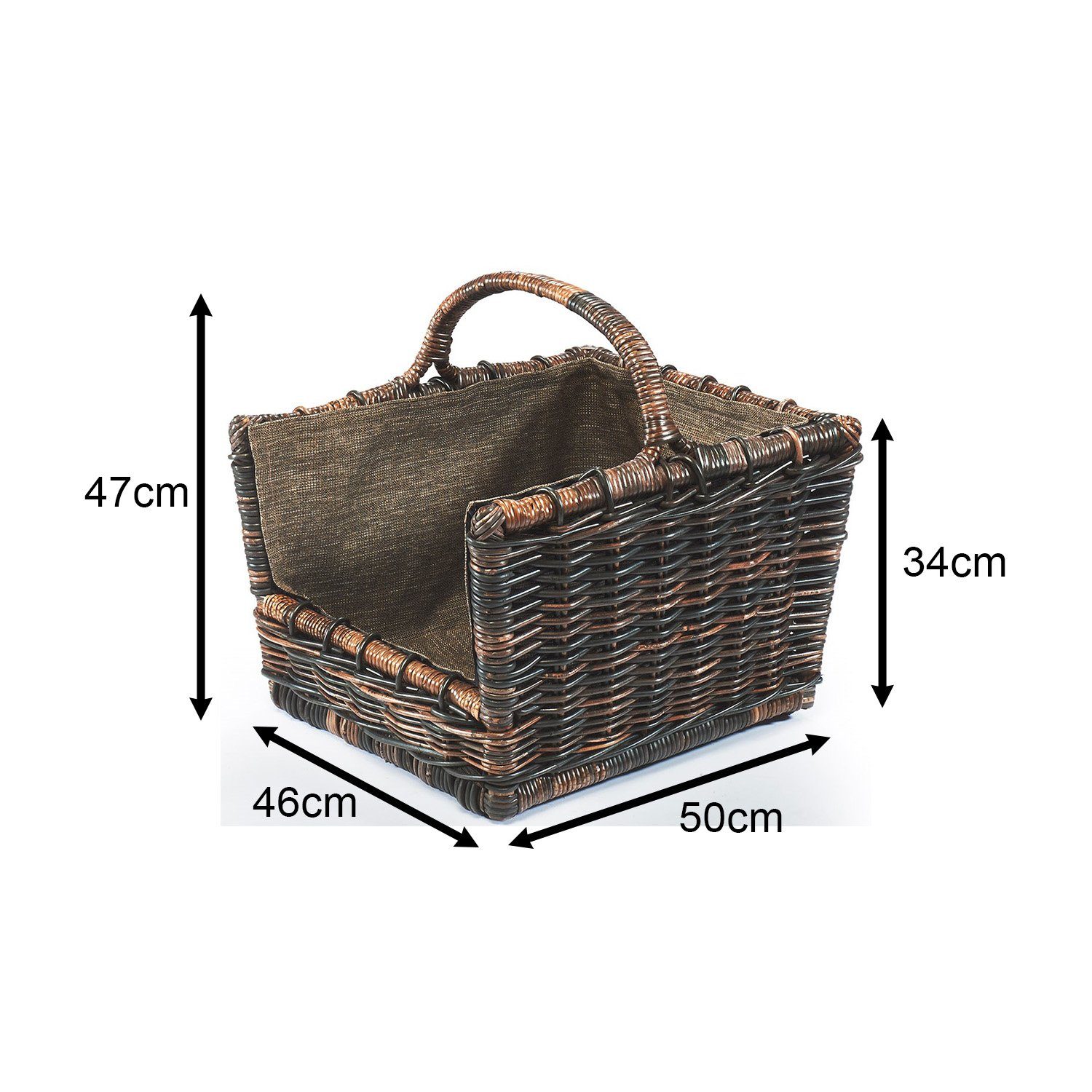 Kobolo Kaminholzkorb Holztrage Holzkorb krabu Rattan abnehmbarer Jutestoff günstig online kaufen