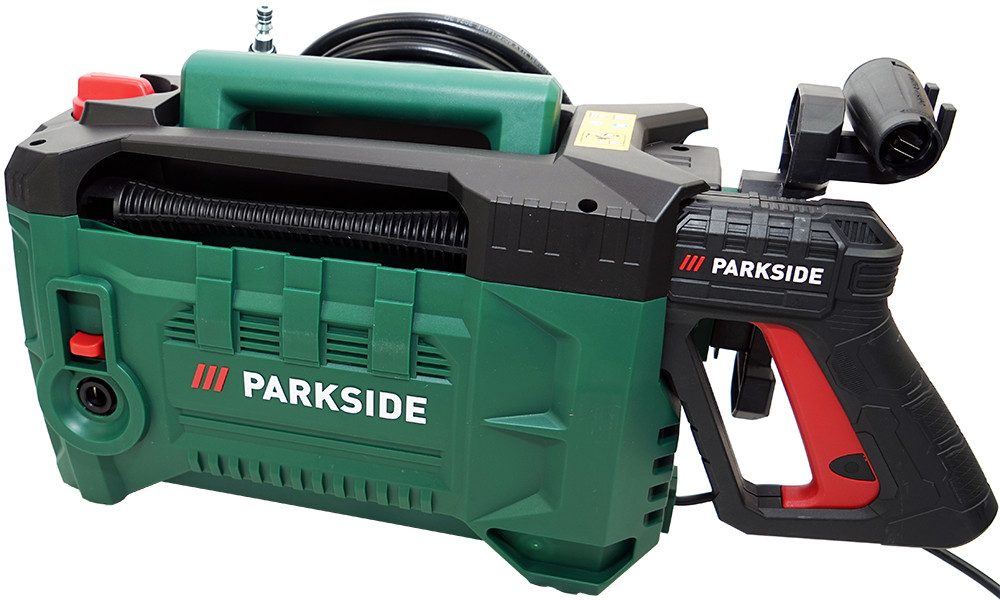 Parkside Hochdruckreiniger PHDS 110, 1400 W, Druck max: 110 bar, Fördermenge max: 390 l/h, 8 m Anti-Twist-Hochdruckschlauch mit Schnellanschluss