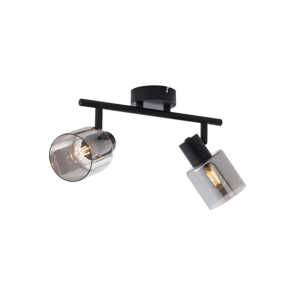 Qazqa LED Aufbaustrahler Cilin, ohne Leuchtmittel, E14, Schwarz, Modern, Metall, 2-flammig