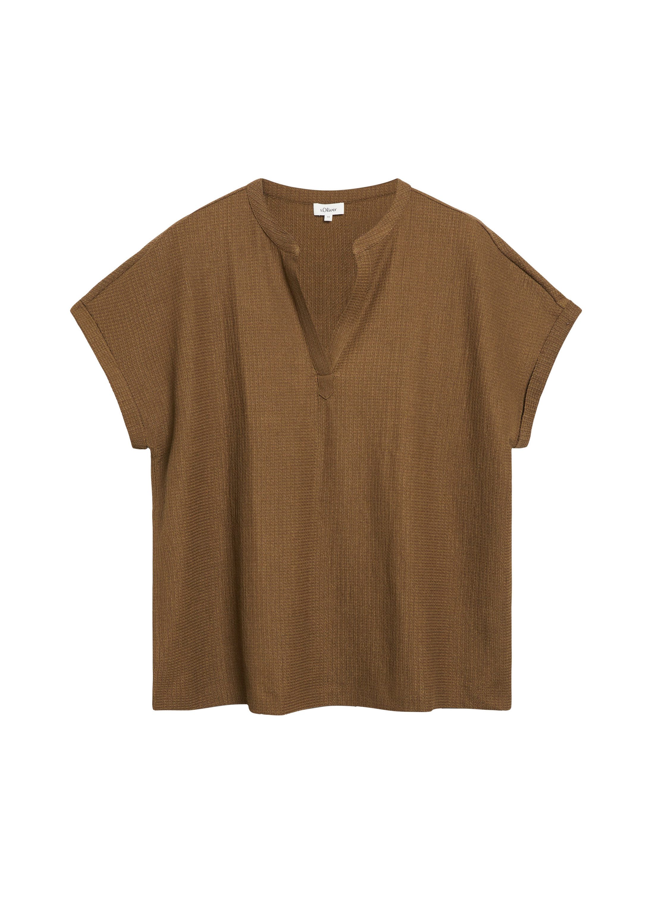 s.Oliver Kurzarmshirt T-Shirt Strukturiertes T-Shirt