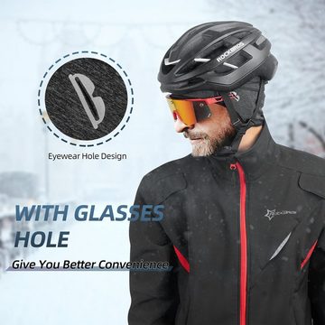 ROCKBROS Schirmmütze Helmmütze Mütze Unterziehmütze (Fahrrad Mütze, Wintermütze mit Brille-Loch, Helm Unterziehmütze Winddicht für Radfahren, Skifahren, Laufen, Outdoor-Aktivitäten, für Damen und Herren)