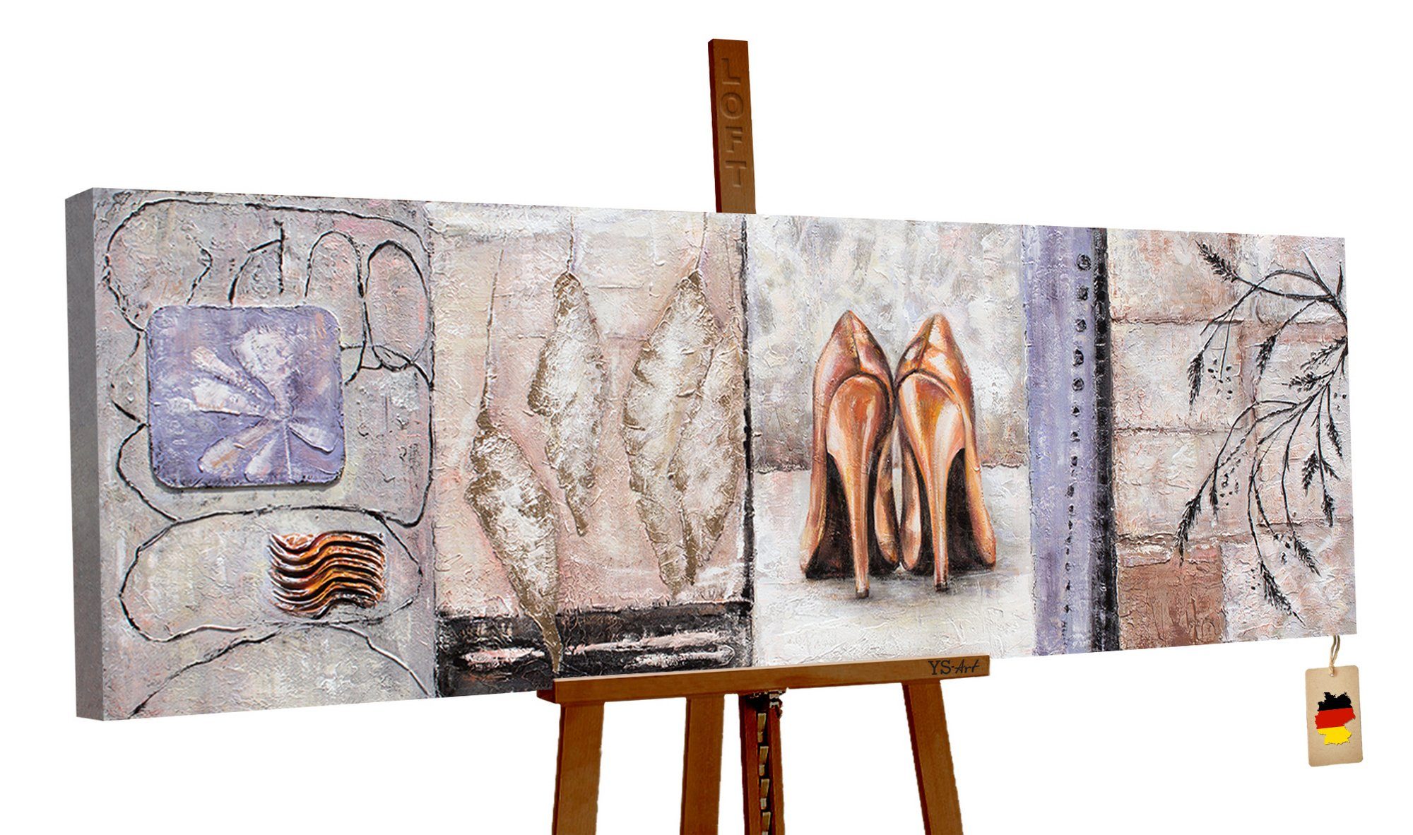 YS-Art Gemälde Harmonie, Abstraktion, Leinwand High Abstrakt Heels Lila Handgemalt Bild